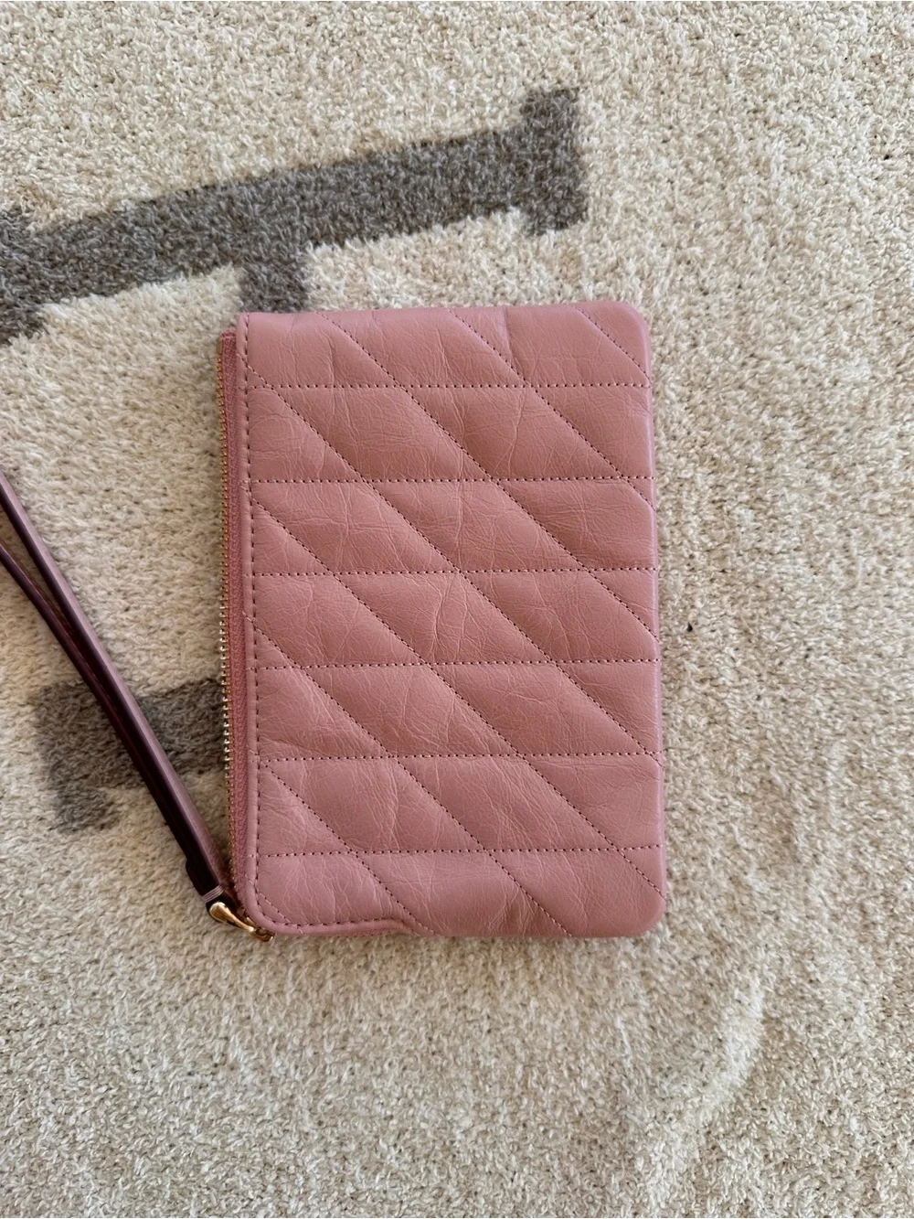 Coach Quilted Leather Wristlet in Rose Mauve with Gold Hardware